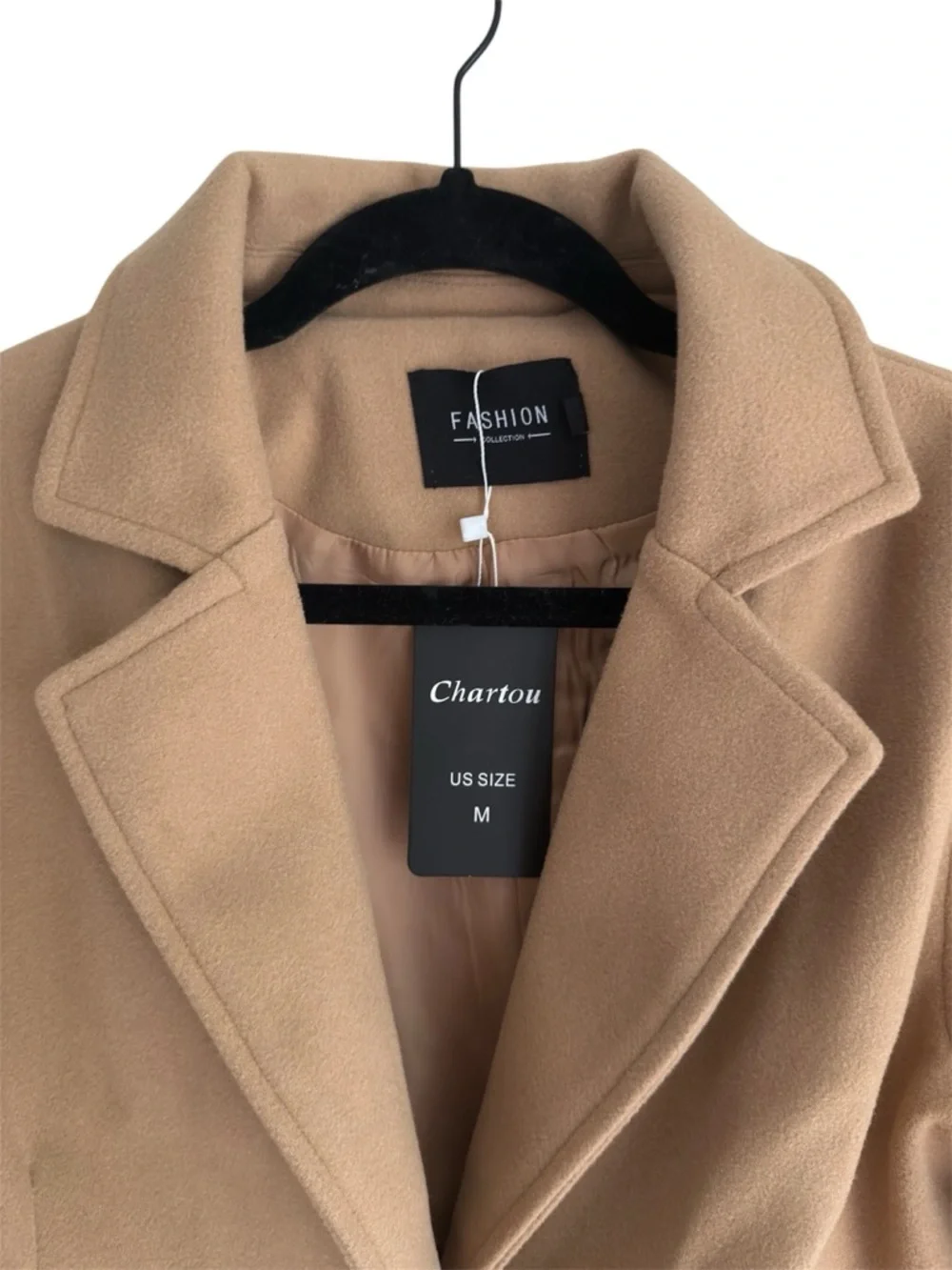 Chartou Camel Blazer Jacket Medium Wool Blend Classic Minimalist - Picture 2 of 7